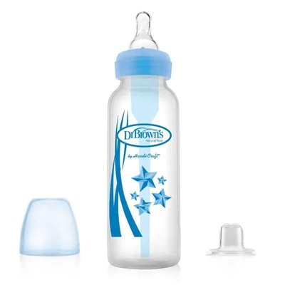 Пляшечка-поїльник з вузьким горлечком, зі змінним носиком та соскою 3-го рівня, 250 мл, колір блакитний SB8192 фото
