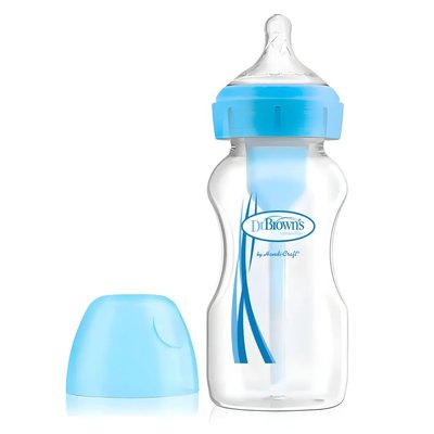 Антиколікова пляшечка для годування з широким горлечком Options+, 270 мл, блакитний WB91602-ESX фото